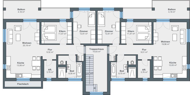 Grundriss Obergeschoss Objektbau