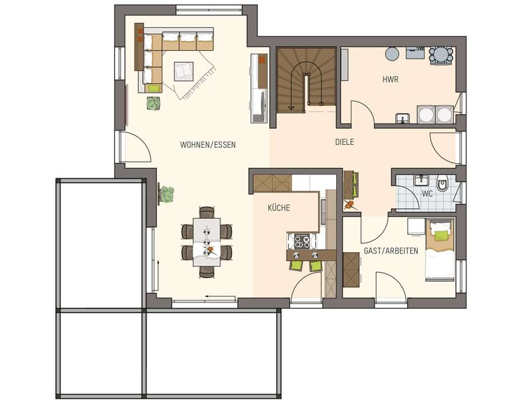 Grundriss Erdgeschoss - Musterhaus Frankenberg MEDLEY 3.0