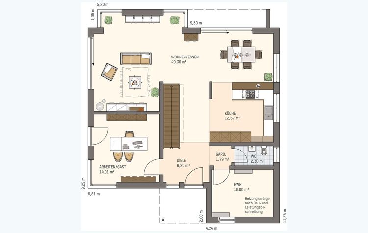 Grundriss Erdgeschoss - Musterhaus Fellbach MEDLEY 3.0