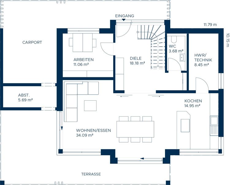 KAMPA Concept 02 Einfamilienhaus Erdgeschoss Grundriss