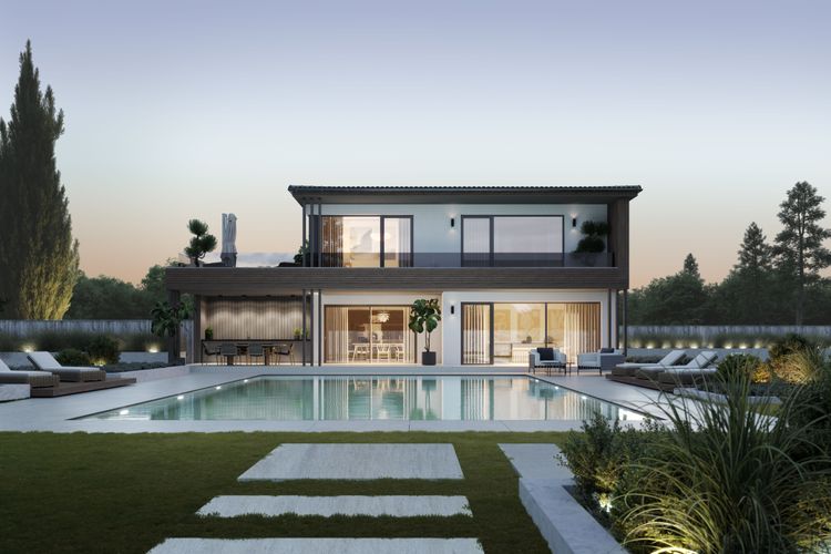 Modernes Einfamilienhaus mit großzügigem Garten und Pool