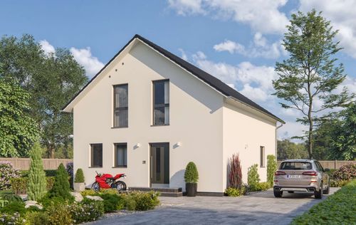 Einfamilienhaus von RENSCH-HAUS. CLOU 143. Eingangsansicht.