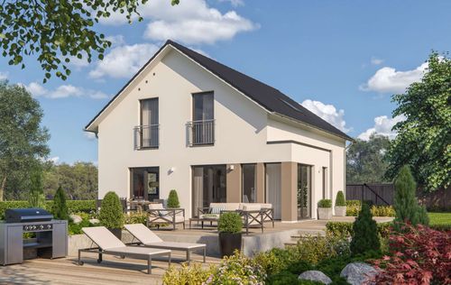 Einfamilienhaus von RENSCH-HAUS. CLOU 143. Terrassenansicht.