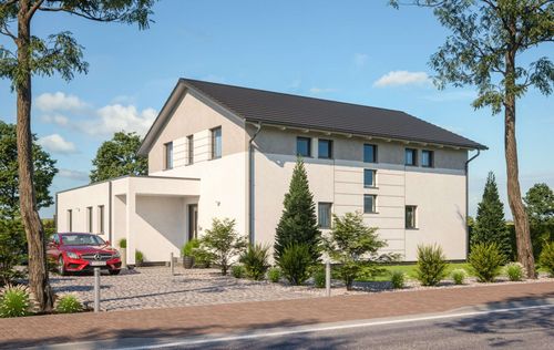 Einfamilienhaus mit Einliegerwohnung von RENSCH-HAUS. Eingangsansicht.