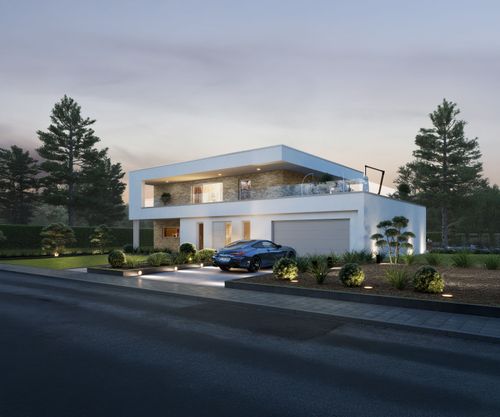 Modernes Einfamilienhaus mit Dachterrasse und Garage